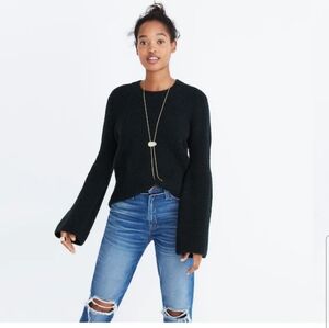 Madewell Bell Sleeve Pullover Sweater - Dark Green - XXS